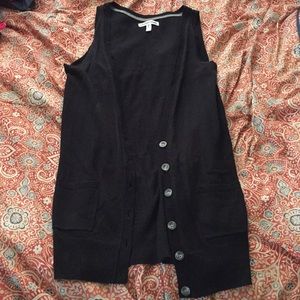 Long sweater vest-button down front